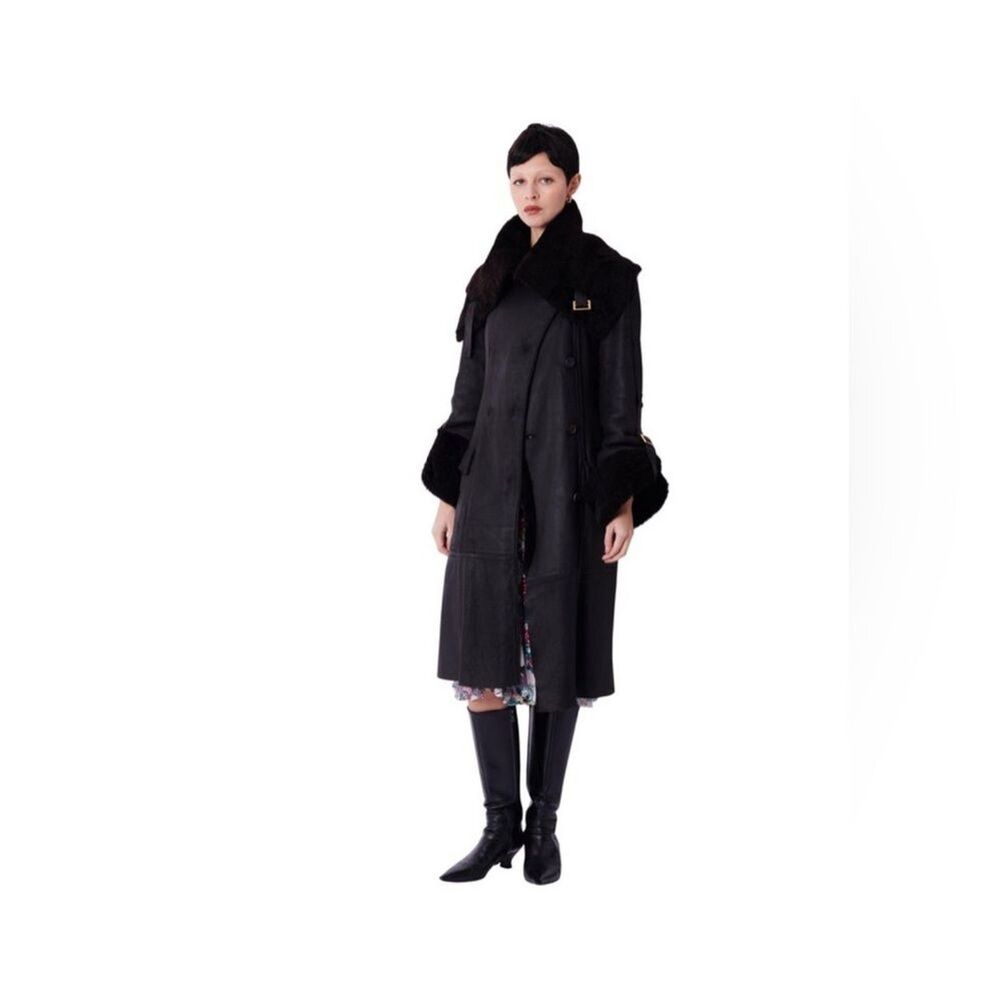 Vintage Gucci x Tom Ford F/W 2003 Black Leather Shearling Runway Coat XS/S